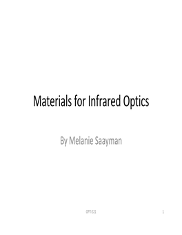 Materials for Infrared Optics