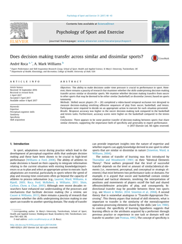 Does Decision Making Transfer Across Similar and Dissimilar Sports?