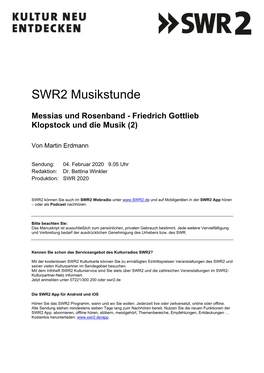 SWR2 Musikstunde