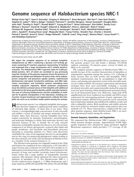 Genome Sequence of Halobacterium Species NRC-1