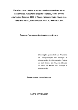 Padrães De Ocorrância De Trâs Espécies Simpêtricas