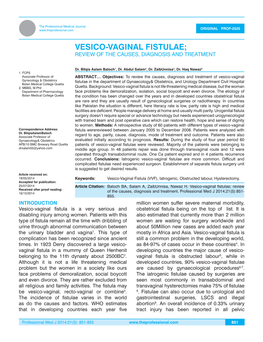 Vesico-Vaginal Fistulae; Review of the Causes, Diagnosis and Treatment
