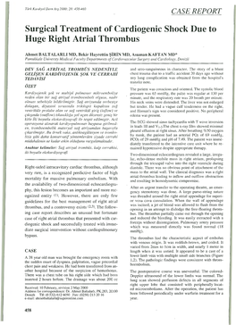 Surgical Treatment of Cardiogenic Shock Due to Huge Right Atrial Thrombus