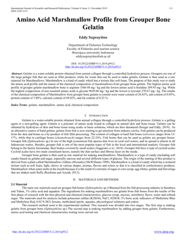 Amino Acid Marshmallow Profile from Grouper Bone Gelatin