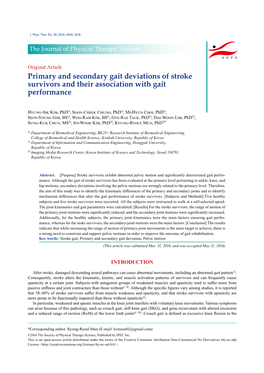 Primary and Secondary Gait Deviations of Stroke Survivors and Their Association with Gait Performance