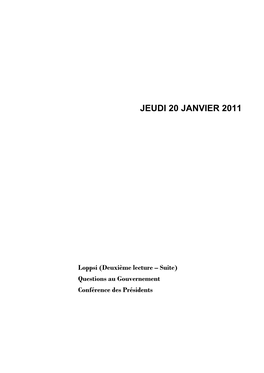 Jeudi 20 Janvier 2011