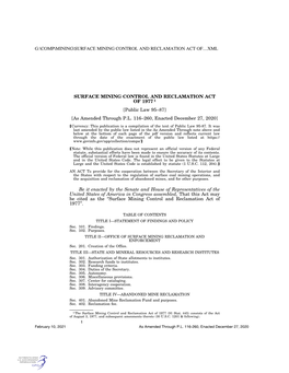 Surface Mining Control and Reclamation Act of 19771