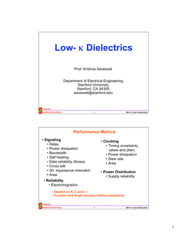 Low-K Dielectrics