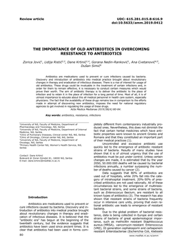 Review Article UDC: 615.281.015.8:616.9 Doi:10.5633/Amm.2019.0412