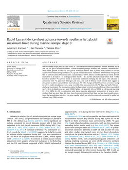 Rapid Laurentide Ice-Sheet Advance Towards Southern Last Glacial Maximum Limit During Marine Isotope Stage 3