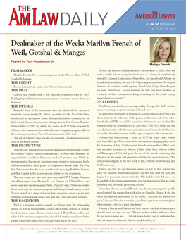 Dealmaker of the Week: Marilyn French of Weil, Gotshal & Manges