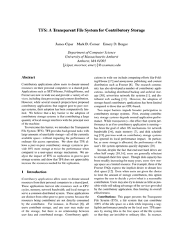 TFS: a Transparent File System for Contributory Storage