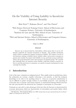 On the Viability of Using Liability to Incentivise Internet Security