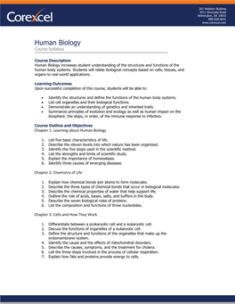 Human Biology Course Syllabus & Accreditation Information
