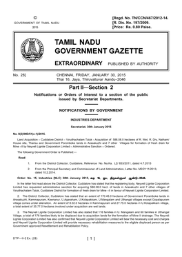 Tamil Nadu Government Gazette Extraordinary