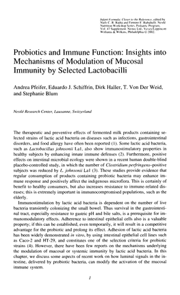 Probiotics and Immune Function: Insights Into Mechanisms of Modulation of Mucosal Immunity by Selected Lactobacilli