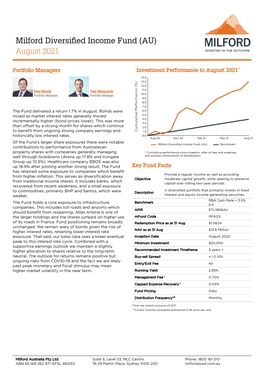 Milford Diversified Income Fund (AU) July 2021