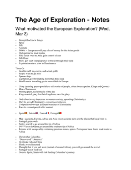 The Age of Exploration