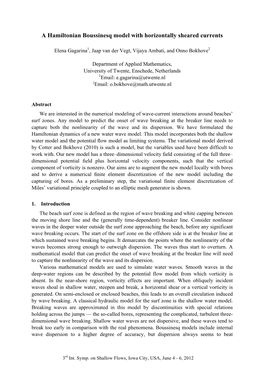 A Hamiltonian Boussinesq Model with Horizontally Sheared Currents