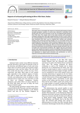 Impacts of Artisanal Gold Mining in River Nile State, Sudan