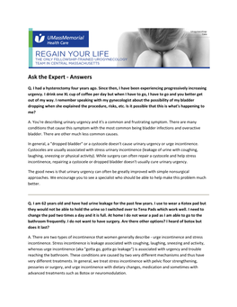 Ask the Expert - Answers