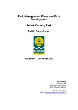 Park Management Plans and Park Development