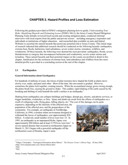 CHAPTER 2. Hazard Profiles and Loss Estimation