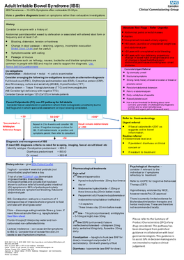 Adult Irritable Bowel Syndrome (IBS) IBS Prevalence – 10-20%.Symptoms Often Noticeable 20-30Yrs