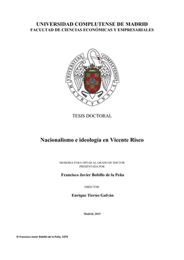 Nacionalismo E Ideología En Vicente Risco