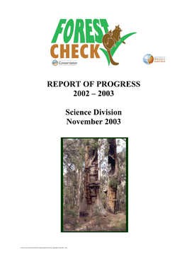 REPORT of PROGRESS 2002 – 2003 Science Division November 2003