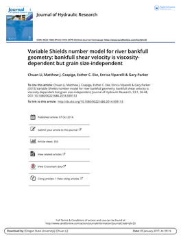 Bankfull Shear Velocity Is Viscosity- Dependent but Grain Size-Independent
