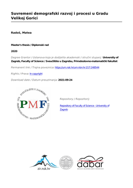 Suvremeni Demografski Razvoj I Procesi U Gradu Velikoj Gorici