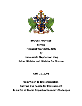 Budget Address for the Financial Year 2008-2009