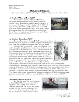 Award Winners (Information and Photos Published in Powerships Issue #275 and #276 and Steamboat Bill Issue #245)