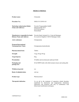 Clomicalm, INN-Clomipramine Hydrochloride