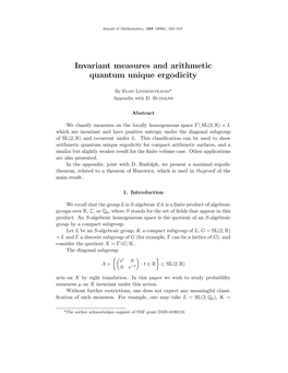 Invariant Measures and Arithmetic Unique Ergodicity
