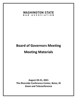 Board of Governors Meeting Meeting Materials