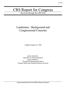 Landmines: Background and Congressional Concerns