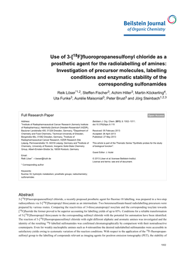 Fluoropropanesulfonyl Chloride As a Prosthetic Agent for The