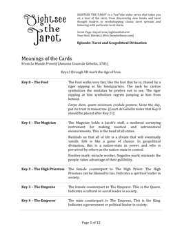 Meaning of the Cards for Geopolitical Divination