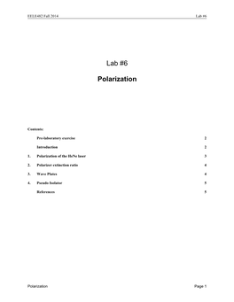 Lab #6 Polarization