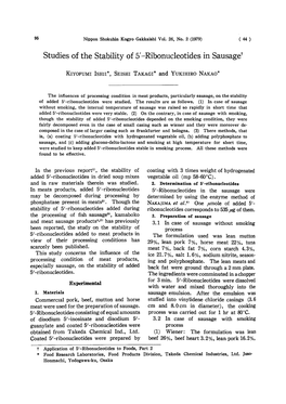 Studies of the Stability of 5'-Ribonucleotides in Sausage†