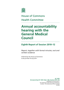 Annual Accountability Hearing with the General Medical Council