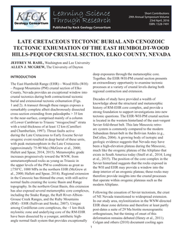 Late Cretaceous Tectonic Burial and Cenozoic Tectonic Exhumation of the East Humboldt-Wood Hills-Pequop Crustal Section, Elko County, Nevada