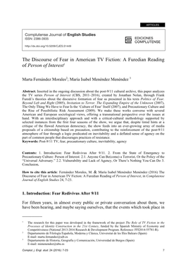 The Discourse of Fear in American TV Fiction: a Furedian Reading of Person of Interest1