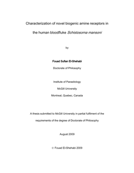 Characterization of Novel Biogenic Amine Receptors In