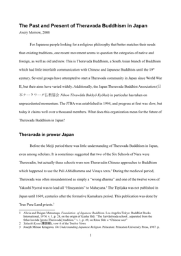 The Past and Present of Theravada Buddhism in Japan Avery Morrow, 2008