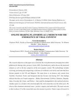 Online Sharing Platforms As a Medium for the Emergence of Viral Content