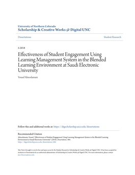 Effectiveness of Student Engagement Using Learning Management System in the Blended Learning Environment at Saudi Electronic University Yousef Almoslamani