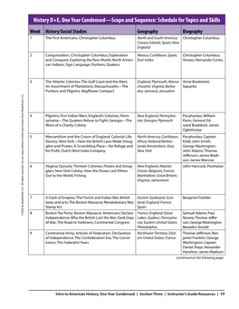 History D+E Condensed, Scope & Sequence